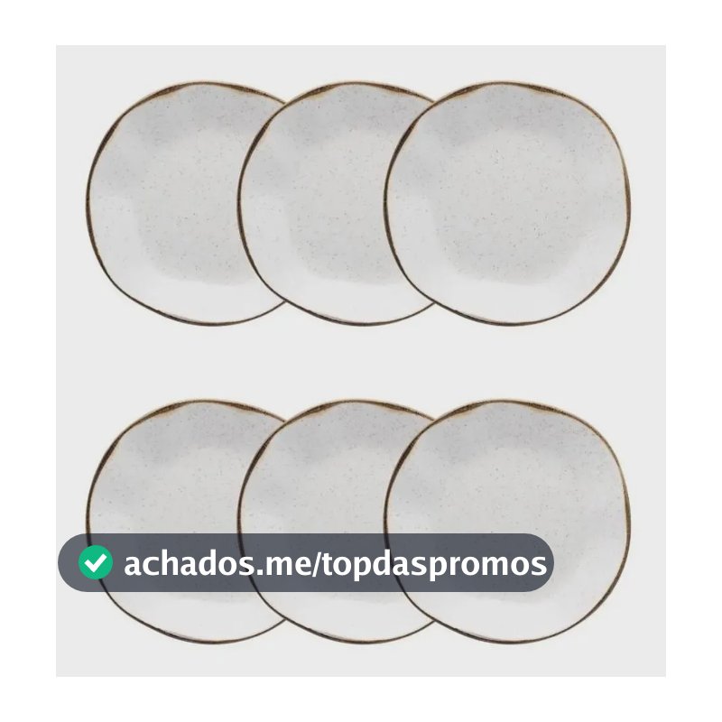 Conjunto 6 Pratos Fundos Oxford Ryo Maresia 22,5cm - Porcelana