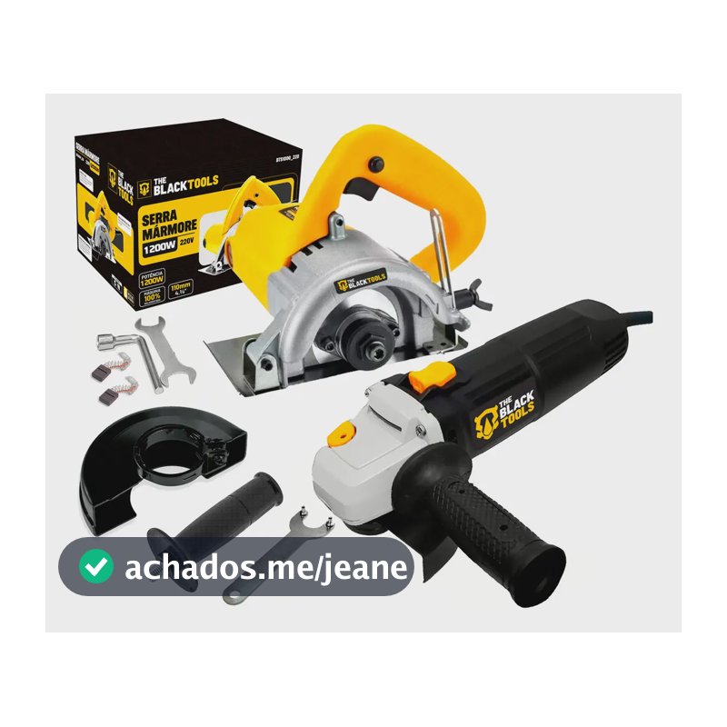 Kit Ferramentas Serra Mármore Manual 110mm 1200w Com Esmerilhadeira 4.1/2 The Black Tools