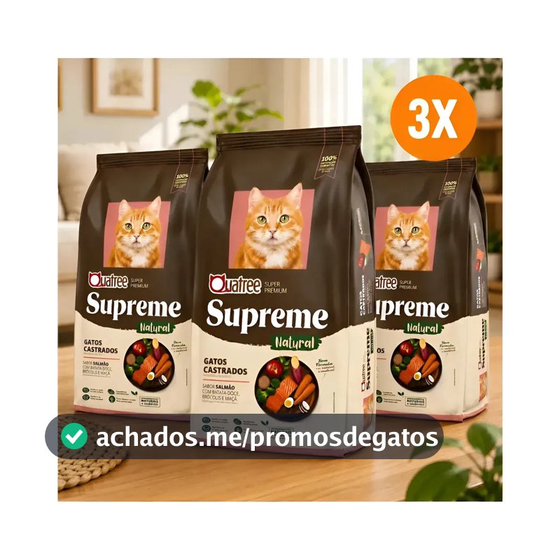 3kg Ração Quatree Gatos Castrados Supreme Salmão