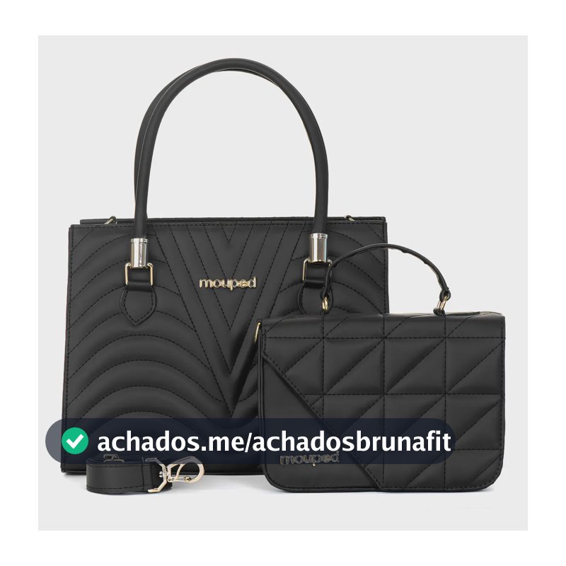 Kit Bolsa Feminina Mouped Carmem Preta de Ombro e Transversal com Mia