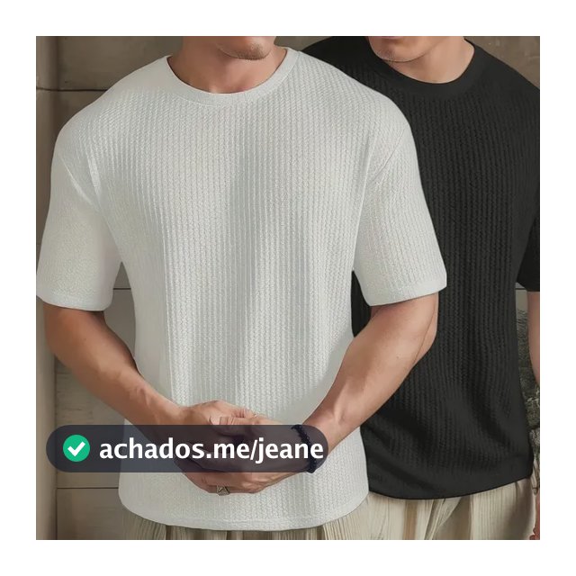 Camisa Masculina Kit 2 Texturizada Quadradinhos Oversized
