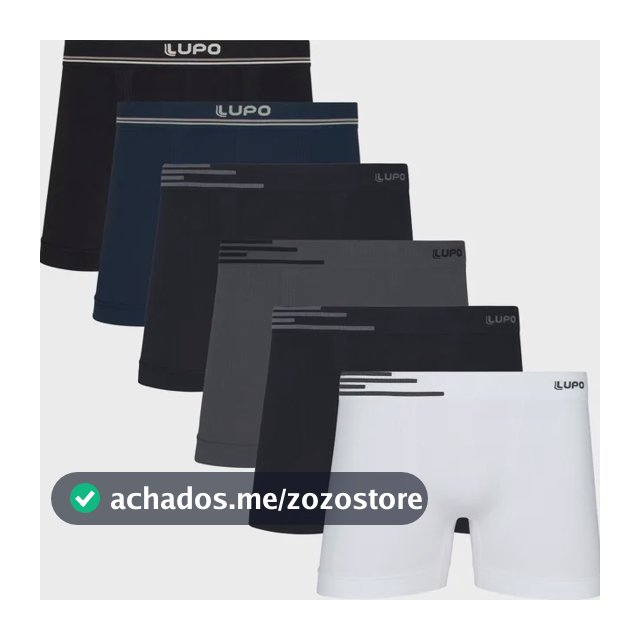 Kit 6 Cuecas Lupo Boxer Box Sem Costura Basic Microfibra