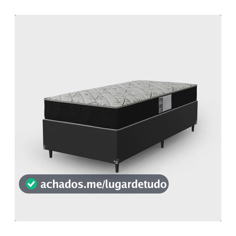 Cama Box Solteiro + Colchão D33 One Face - Couro Preto