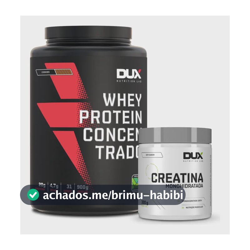 Combo Whey Concentrado 900g + Creatina 300g Dux Nutrition Sabor Cookies