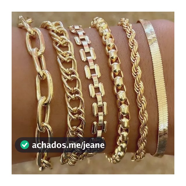Kit 6 Pulseiras Corrente Grossa Punk Feminina Dourado 5.73 Cm 18 Cm