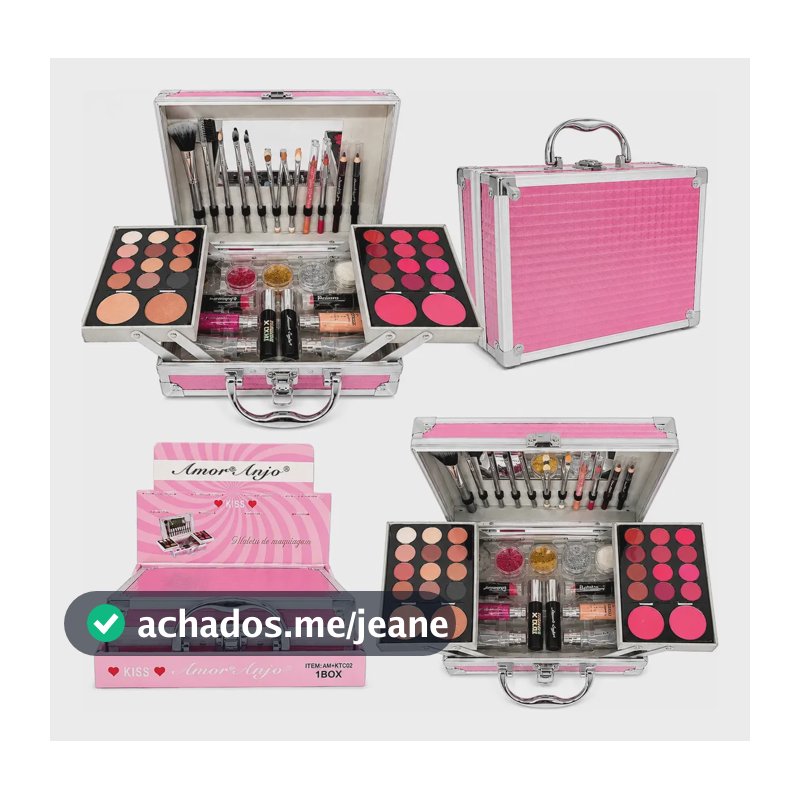 Kit Maleta De Maquiagem Completa Profissional Luxo Presente Amor Anjo Maleta Rosa