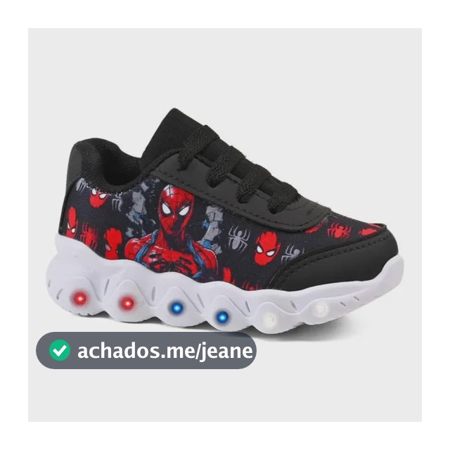Tênis Infantil Menino Homem Aranha Casual De Led Super Macio