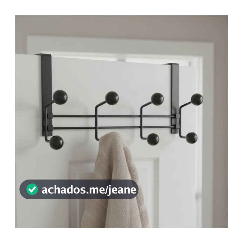 Organizador Para Porta e Parede com 8 Ganchos Facility Preto