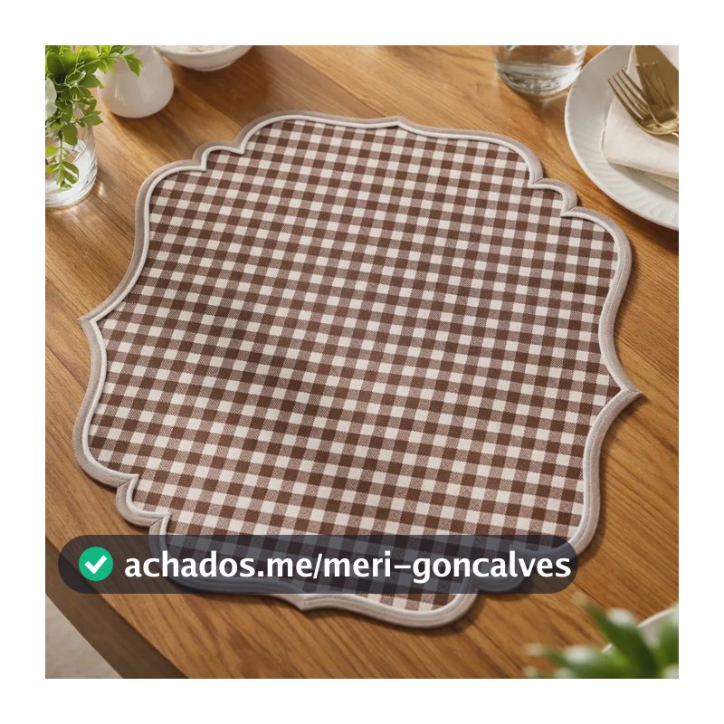 Jogo Americano 4 Peças Impermeável Bordado Dupla Camada Marrom Xadrez Marrom 4