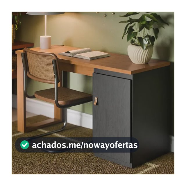 Escrivaninha Mesa Home Office De Escritório Para Notebook Computador PC Com Prateleira E Porta - Star Paris Cor Preto Canela