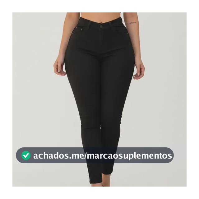 Calça Preta Feminina Cintura Alta Com Elastano Empina Bumbum
