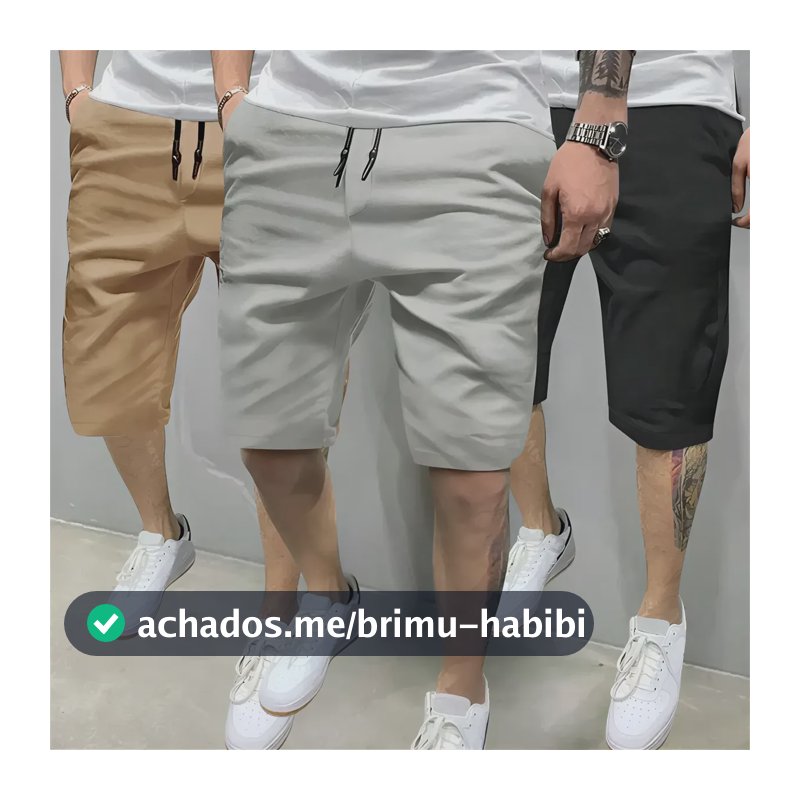 Kit 3 Bermuda Sarja Colorida Premium Masculino Diversa Cores Preto Bege E Gelo Kit 3 Bermuda Sarja M