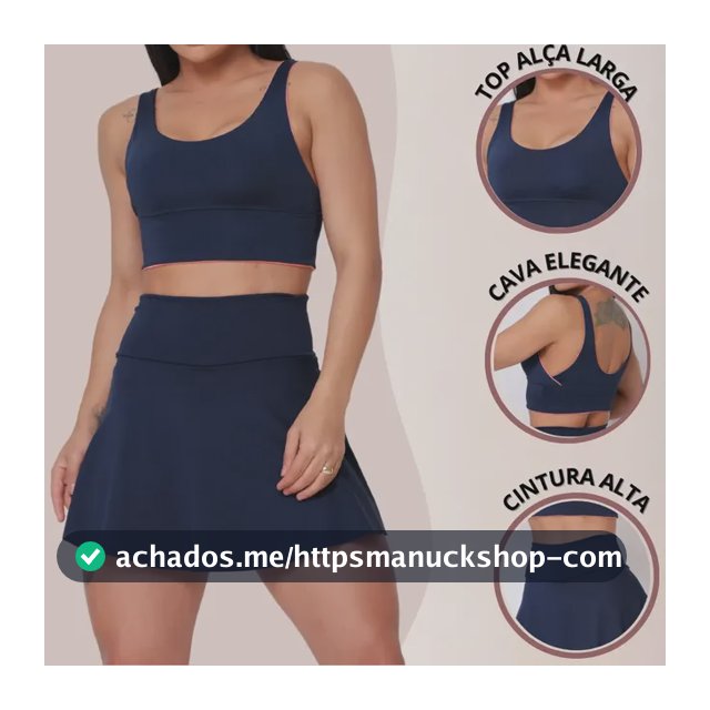 Conjunto Feminino Academia Short Saia Com Top Sustentação