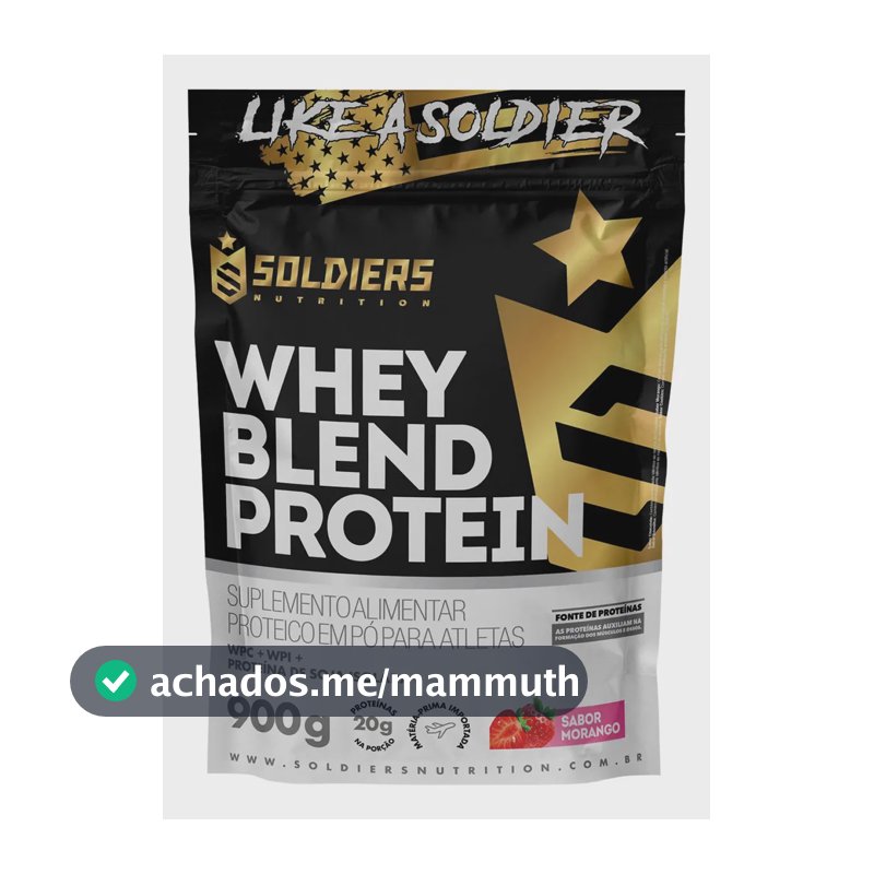 Whey Blend Protein Concentrado e Isolado 900g Sabor Morango Soldiers Nutrition