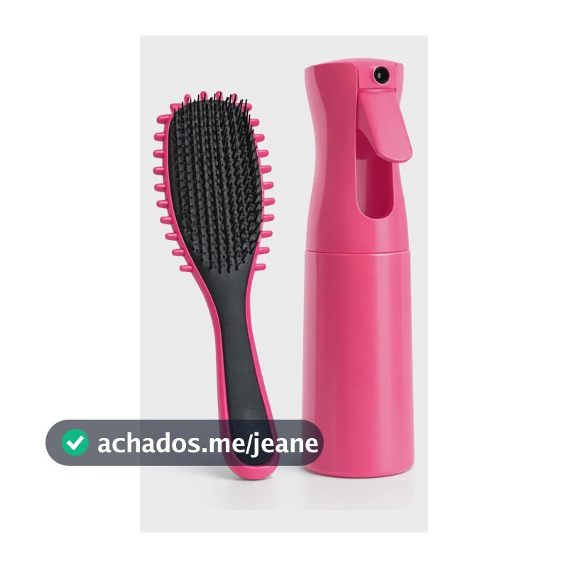 Kit Escova Fitagem Ondas E Borrifador Jato Continuo Névoa Rosa