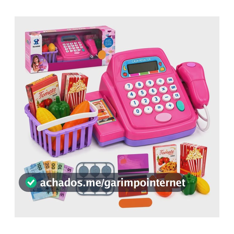 Caixa Registradora Mini Infantil Som Brinquedo Educativo Rosa