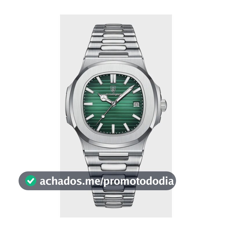 Relógio Poedagar 613 Aço Inoxidável Quartzo Fundo Verde 41mm Resistência Água