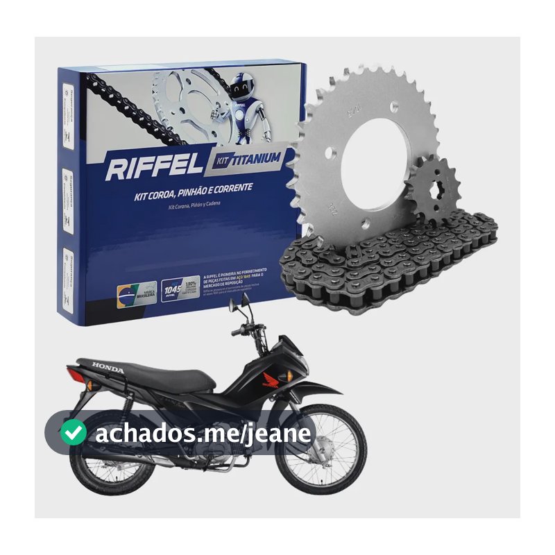 Kit Relação Transmissão Titanium Pop 100 2007 Á 2015 Riffel Prateado