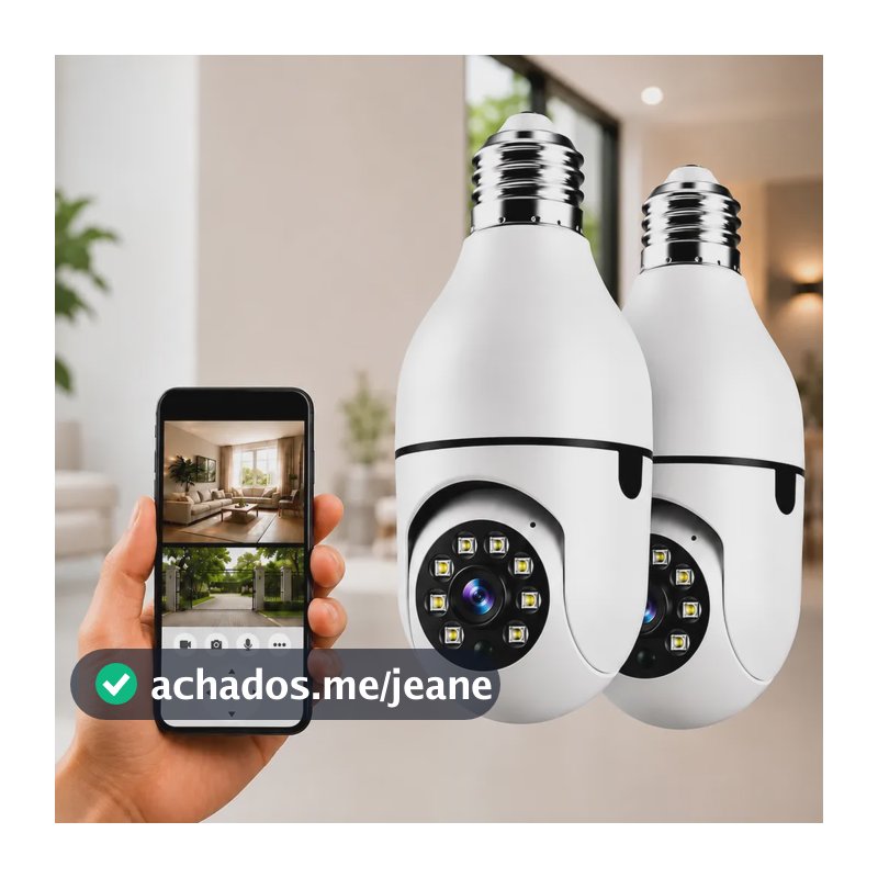 Kit 2 Câmeras Lâmpada Wifi Segurança Visão Noturna Yoosee Branco