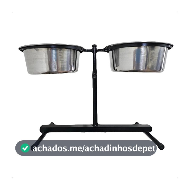 Comedouro Elevado Duplo Regulável Pote Ração Cachorro Grande Cor Preto