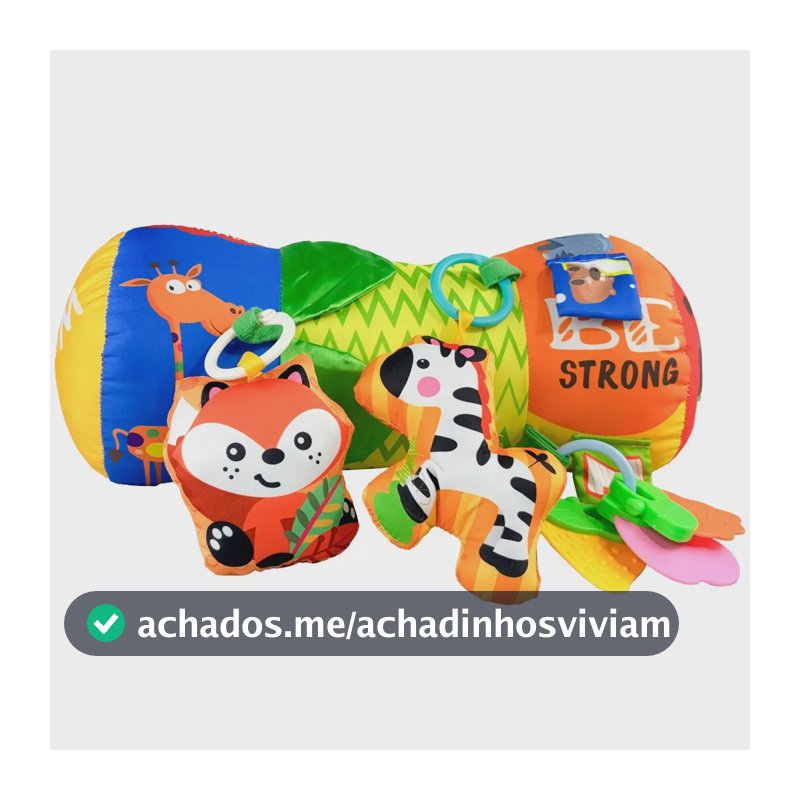 Almofada Rolinho Atividades Para Bebê Com Mordedor Maxi Baby - Azul
