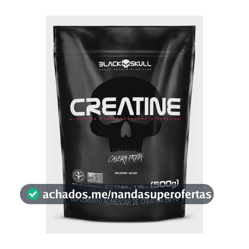 Creatina Monohidratada Pura Black Skull Pura - 100% Monoidratada Em Pó Sem Sabor X 500g