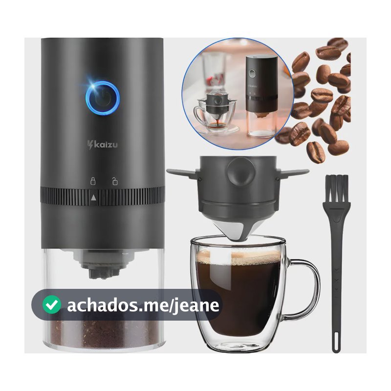 Kit Café Gourmet Barista Moedor Elétrico Grãos Filtro Inox 127/220v Preto