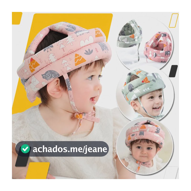 Capacete Protetor Cabeça Bebê Anti Queda Infantil Estofado Meninas - Capacete Anticolisão Bebê Chapéu Protetor Ajustável Infantil