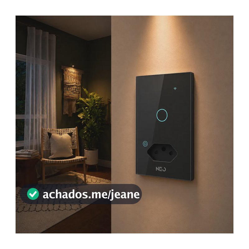 Interruptor Com Tomada Inteligente Wi-fi Neo Preto 127/220v