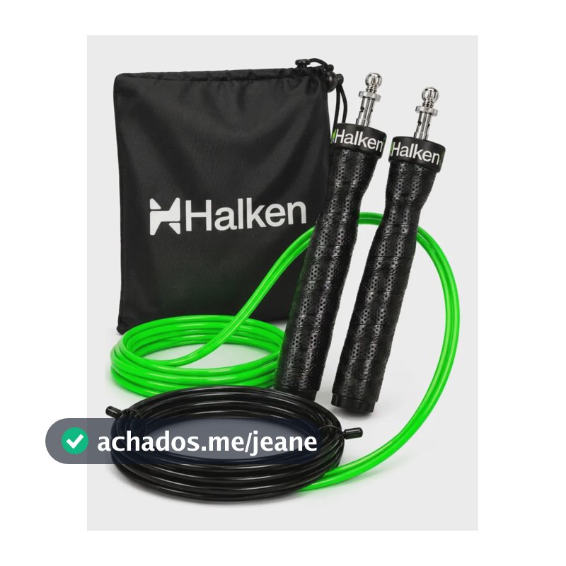 Corda Pular Crossfit Profissional Ajustável Halken Rolamento Preto Com Verde