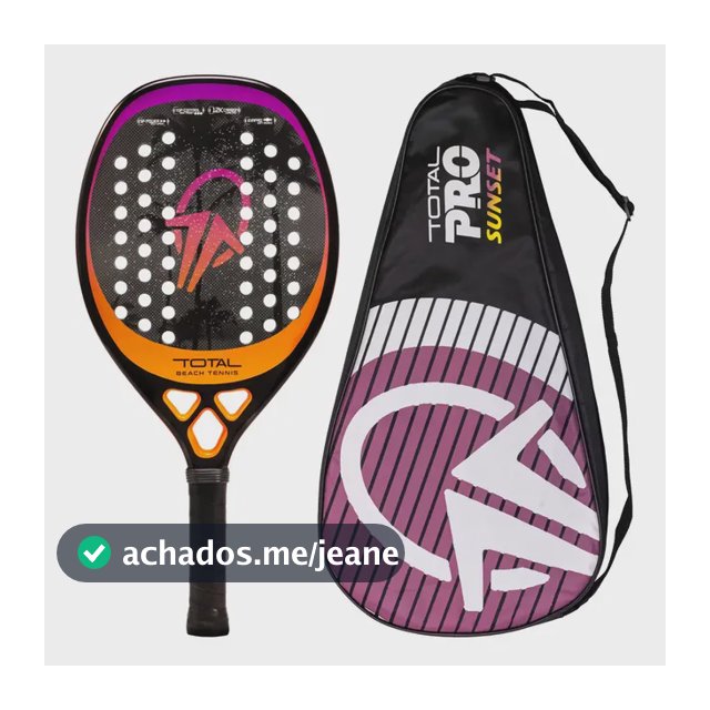Raquete Beach Tennis Carbono 12k Total Pro Sunset + Capa | Leve e Equilibrada