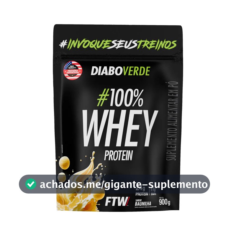 100% Whey Protein 900g Sabor Baunilha Diabo Verde - Ftw