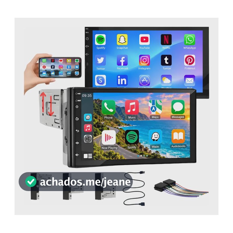 Central Multimídia Mp5 Encaixe 1 Din 7p Carplay Android Dvd Universal Pra Todos Os Carros