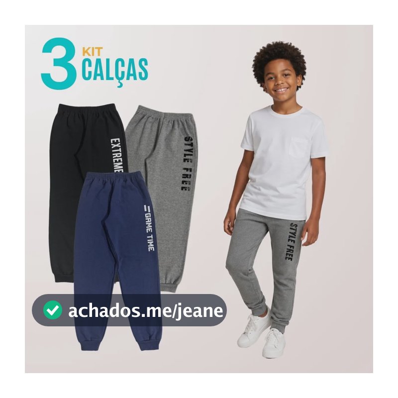 Kit 3 Calça Infantil Menino Moletom Estampada Lote Roupa