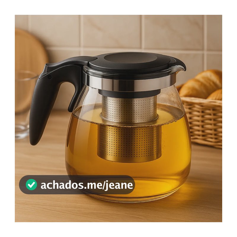 Chaleira 1L Vidro com Infusor Western Home Cor Preto Venice