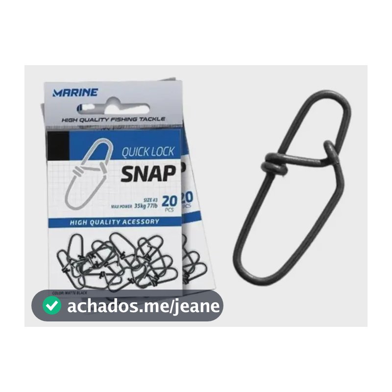 Snap De Pesca Quick Lock N°2 - 25kg 55lb Cart. 20pçs Marine