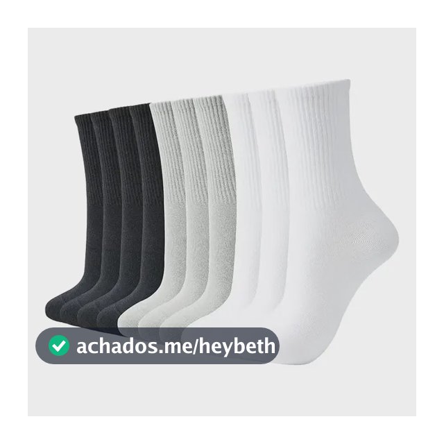 Kit 12 Pares Meia Cano Medio Academia Alto Longo Sport Cores Mista Masculina Liso 40-46 Cano Médio