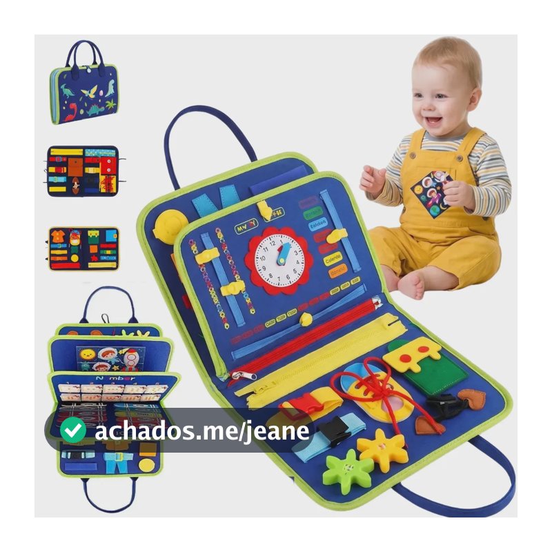 Maleta Educativa Montessori Sensorial Menino Menina Infantil Brinquedo Educativo Atividade Sensorial Cor Azul Inpari Imports