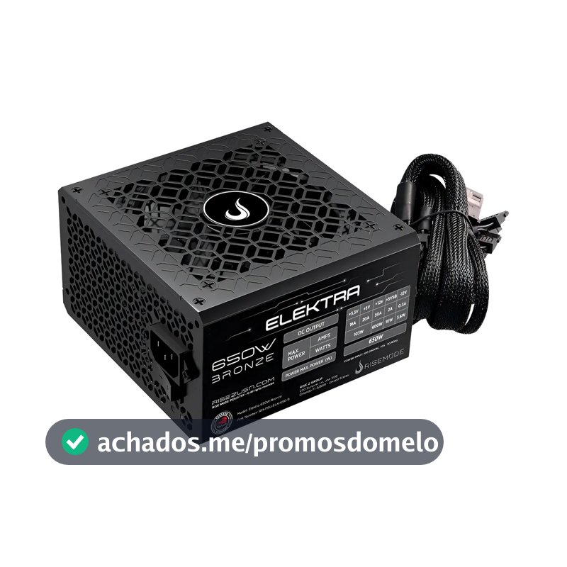 Fonte Rise Mode Elektra 650w Rm-psu-elk-650-b Para Pc Preto