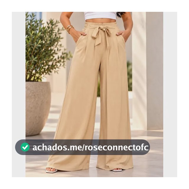 Calça Pantalona Feminina Viscolinho Com Bolsos E Forro