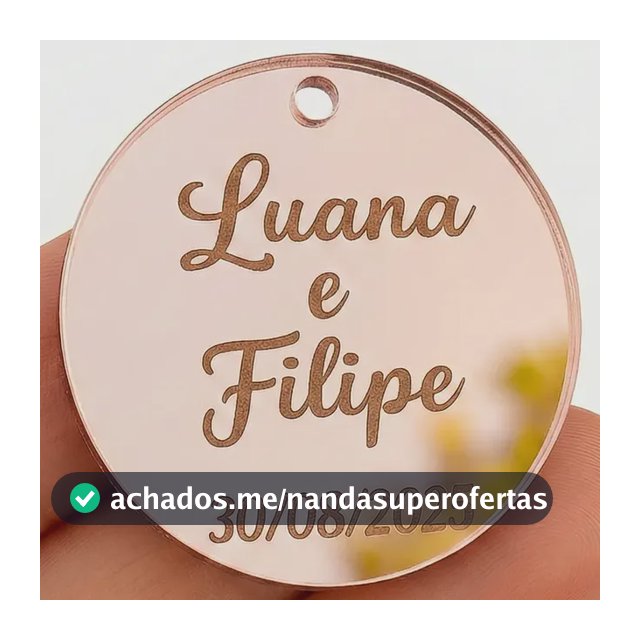 Tag Medalha Em Acrílico 3x3 Cm Iniciais Personalizada 30pç