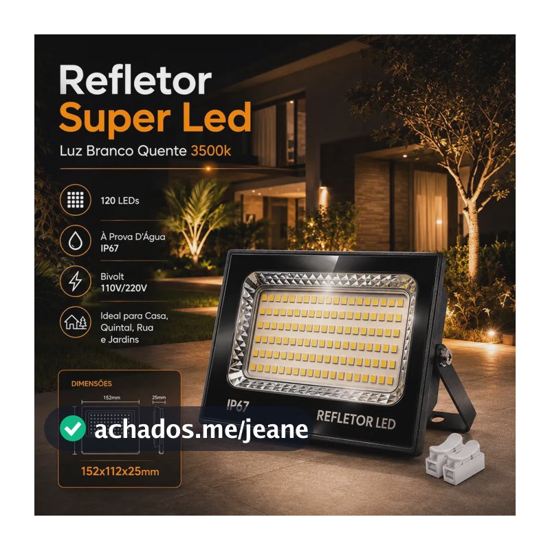 Kit 4 Refletores Super Led Holofote 400w Econômico Resistente Para Fachadas E Jardins Branco Quente 3500k Bivolt 127v/220v