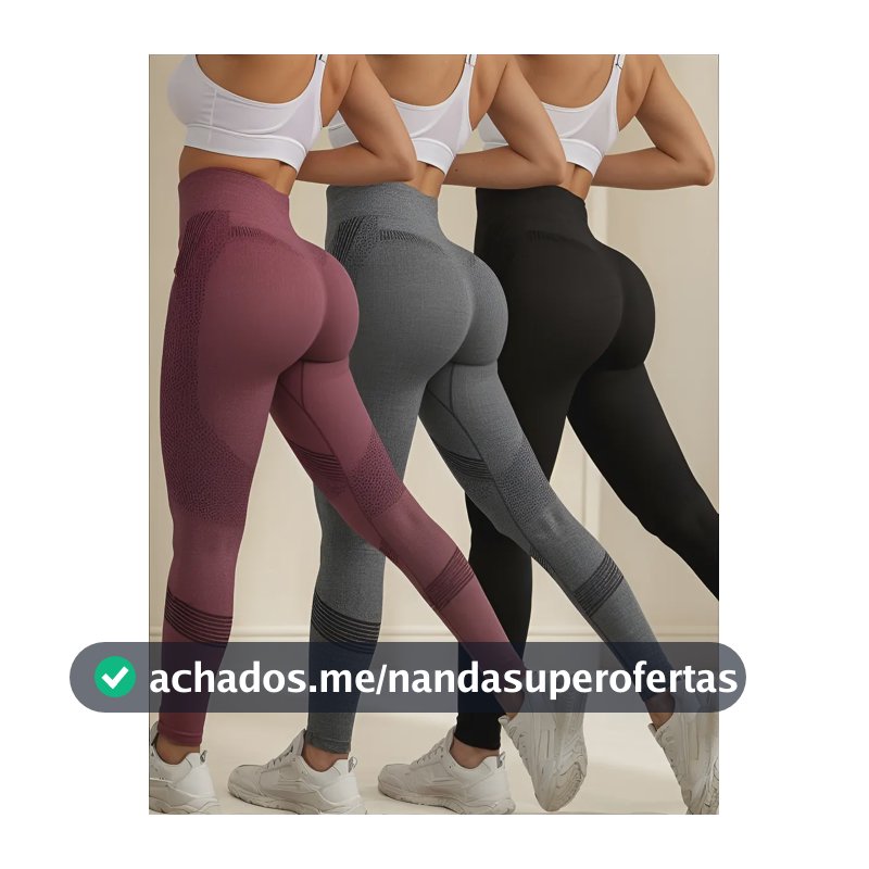 Kit 3 Calças Legging Empina Levanta Bumbum Fitness Academia Sortidas Liso 36-42