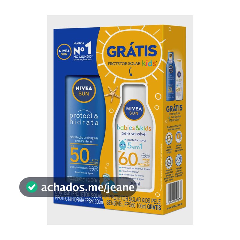 Kit Protetor Nivea Adulto Fps50 200ml + Kids Fps60 100ml