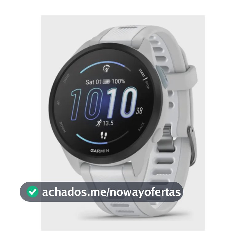 Relógio Garmin Forerunner 165 com Monitor Cardíaco de Pulso e GPS Branco e Cinza