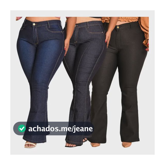 Kit 3 Calça Jeans Flare Plus Size Cintura Alta C/lycra Confy