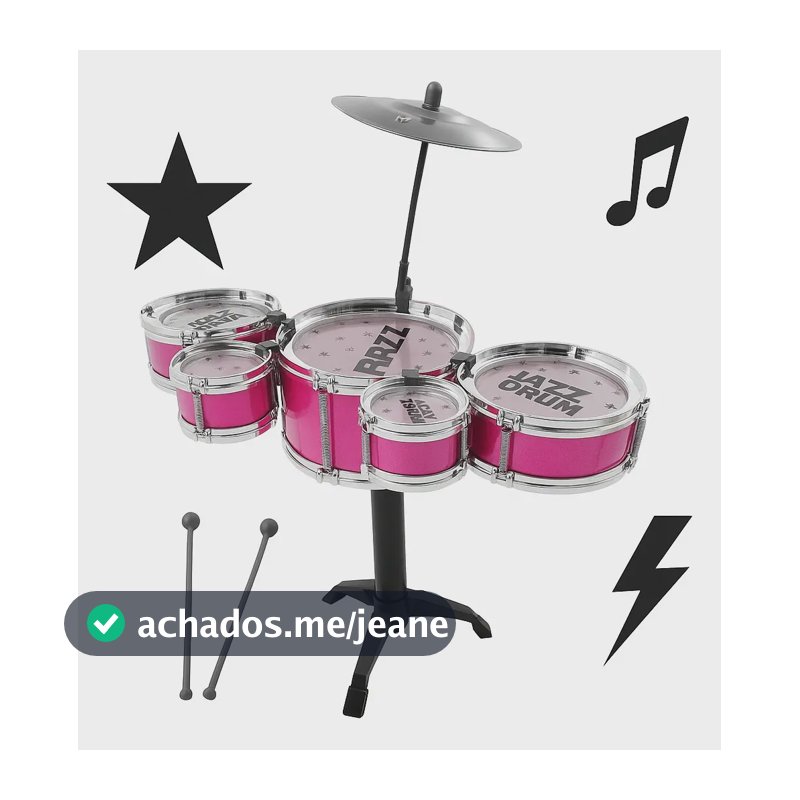Bateria Infantil 99 Toys 5pcs Rosa Musical Brinquedo com Baquetas