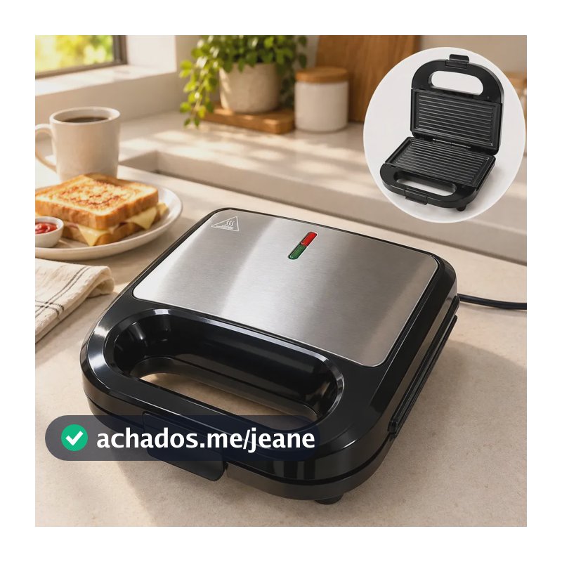 Sanduicheira 2 em 1 Elétrica Grill Inox Antiaderente 750W
