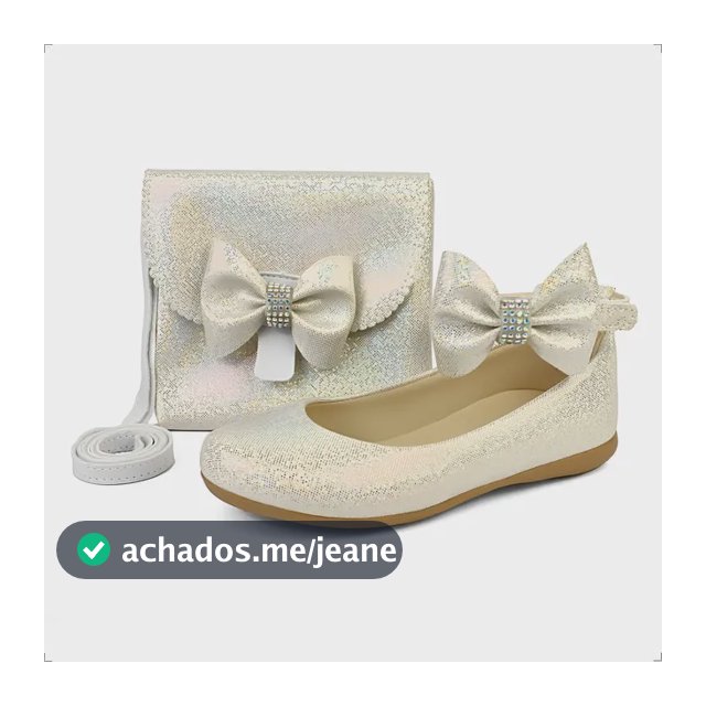 Kit Sapatilha Feminina Infantil Branca Com Bolsinha Luxo