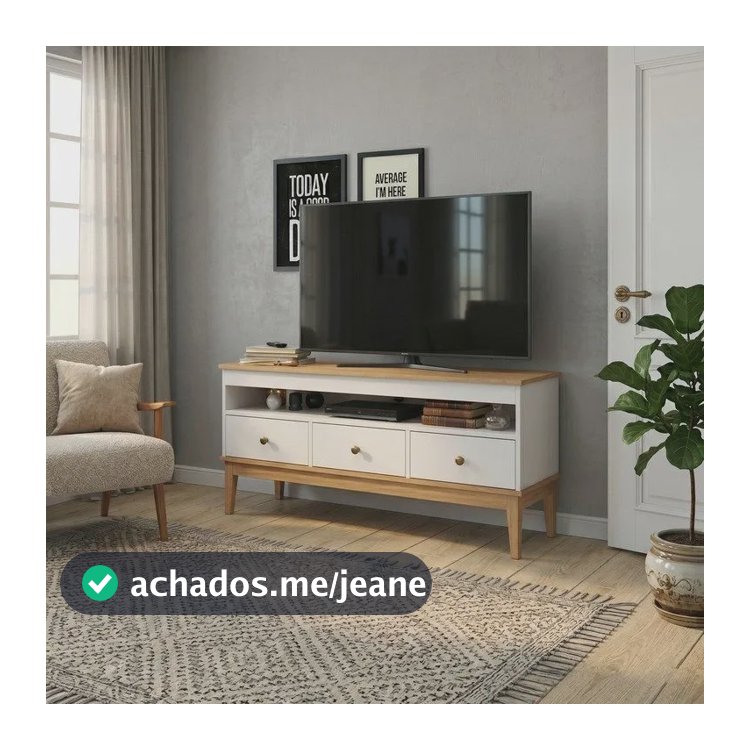 Rack - Colonial 1200cm X 600cm X 410cm 3 Gavetas Mel / Eb Mel/branco